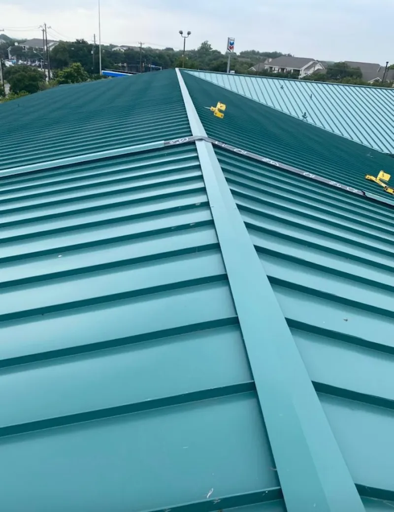 Green commercial metal roof ridge and valley for Metal Roof Repair in Youngstown